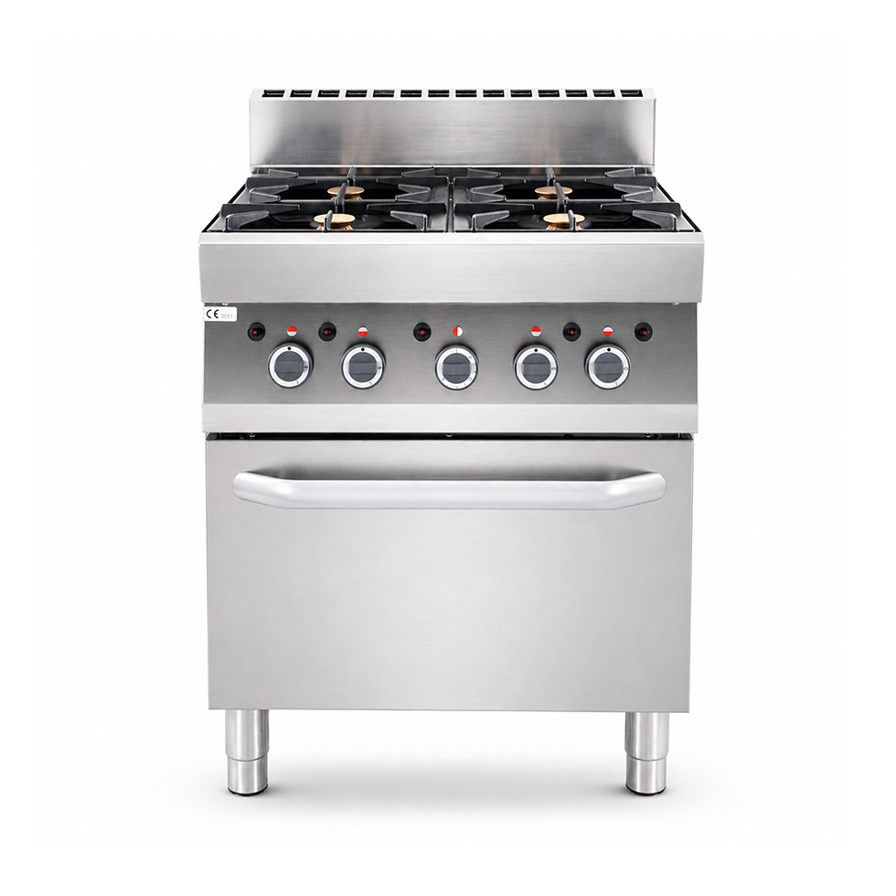 Cucina professionale a gas 4 fuochi forno a gas profondità 650 mm