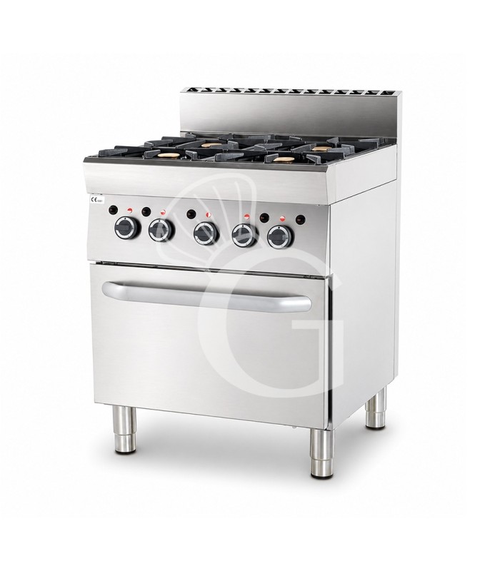 Cucina professionale a gas 4 fuochi forno a gas profondità 650 mm