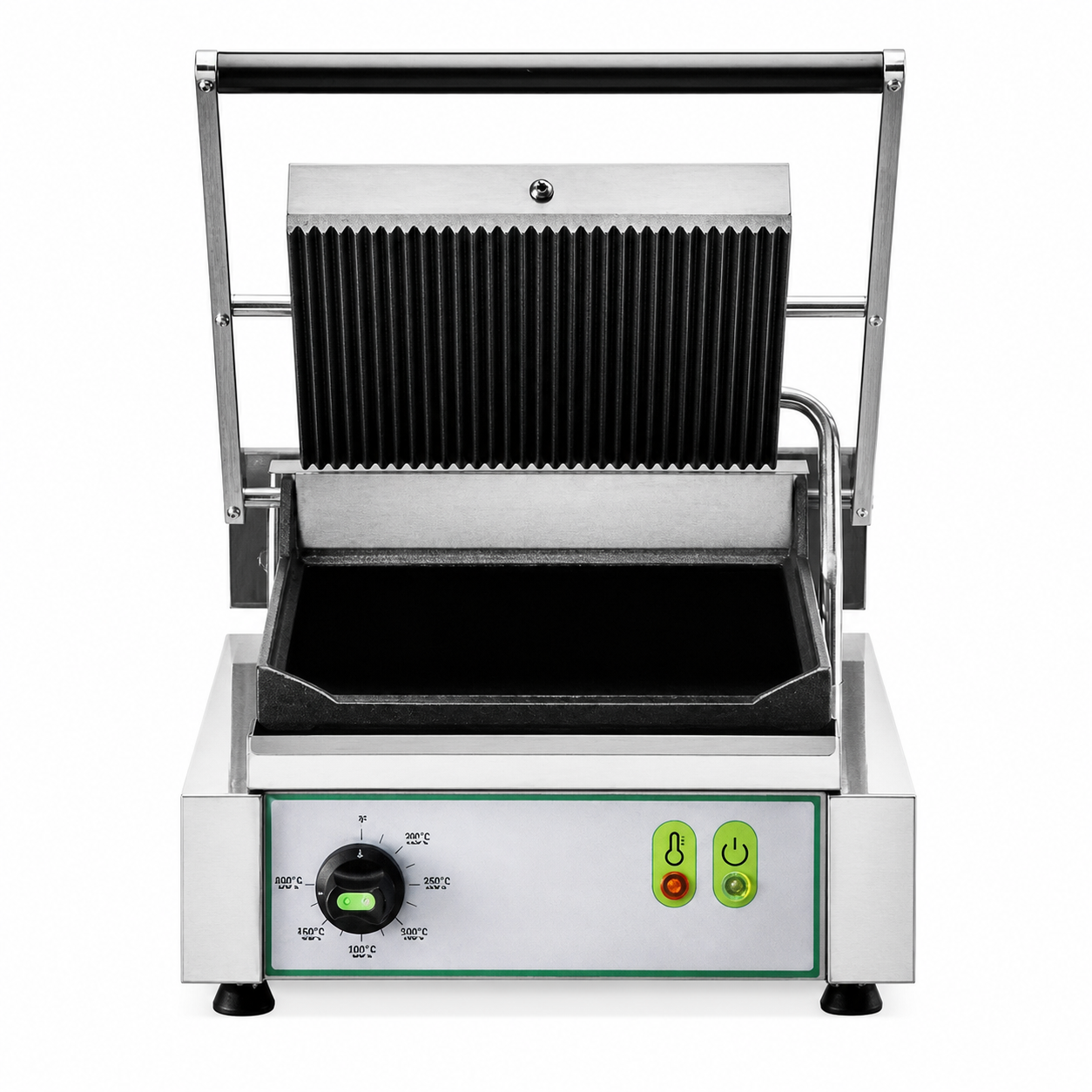 Piastra per panini singola in ghisa piastra superiore rigata e inferiore liscia - L 320 x P 360 x H 200 mm