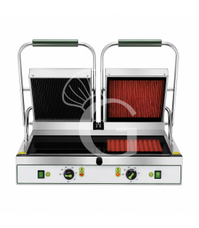 Piastra per Panini doppia monofase piastre in vetroceramica superiore rigata e inferiore liscia - 3,4 Kw