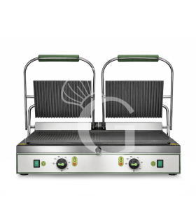Piastra per panini singola monofase - piastre in ghisa superiore rigata inferiore liscia e rigata - 3,6 Kw