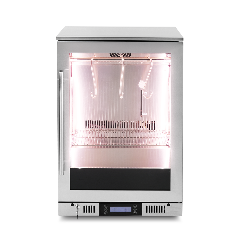 Armadio Refrigerato Professionale per Frollatura Carne +1°C / +25°C con Porta in Vetro - 233 Lt, Lampada UV e Controllo Umidità