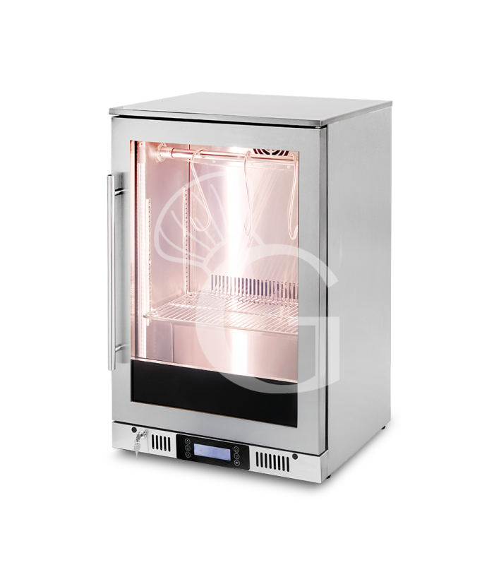 Armadio Refrigerato Professionale per Frollatura Carne +2°C / +10°C con Porta in Vetro - 110 Lt, Lampada UV e Controllo Umidità
