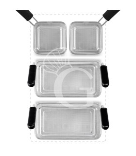 Set di cestelli cuocipasta - 2xGN1/6 + 2xGN1/3 H 200mm - acciaio inox | compatibile con SCP1V90G, SCP2V90G, SCP2V90E, SCP1V90E