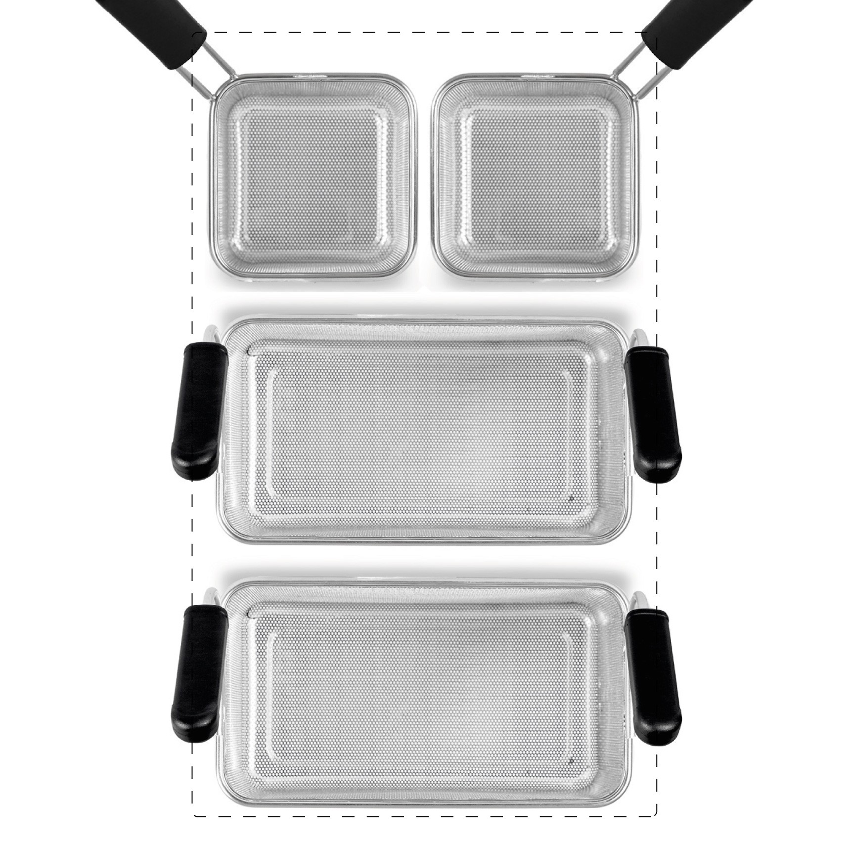 Set di cestelli cuocipasta - 2xGN1/6 + 2xGN1/3 H 200mm - acciaio inox | compatibile con SCP1V90G, SCP2V90G, SCP2V90E, SCP1V90E