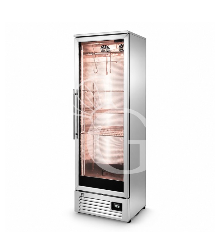 Armadio Refrigerato Professionale per Frollatura Carne +2°C / +10°C con Porta in Vetro - 270 Lt, Lampada UV e Controllo Umidità