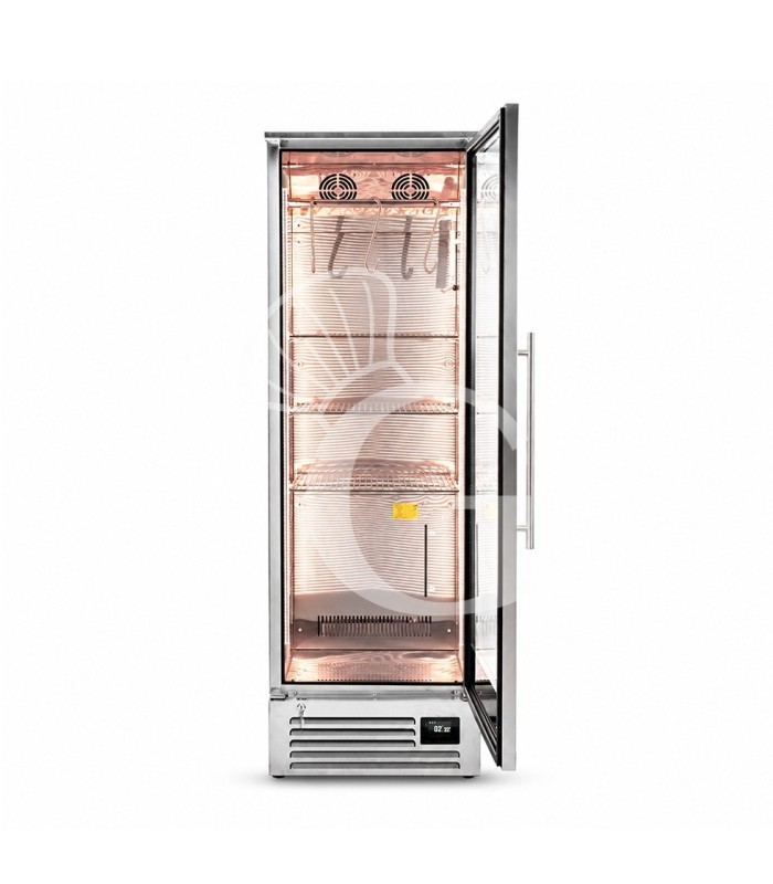 Armadio Refrigerato Professionale per Frollatura Carne +2°C / +10°C con Porta in Vetro - 270 Lt, Lampada UV e Controllo Umidità