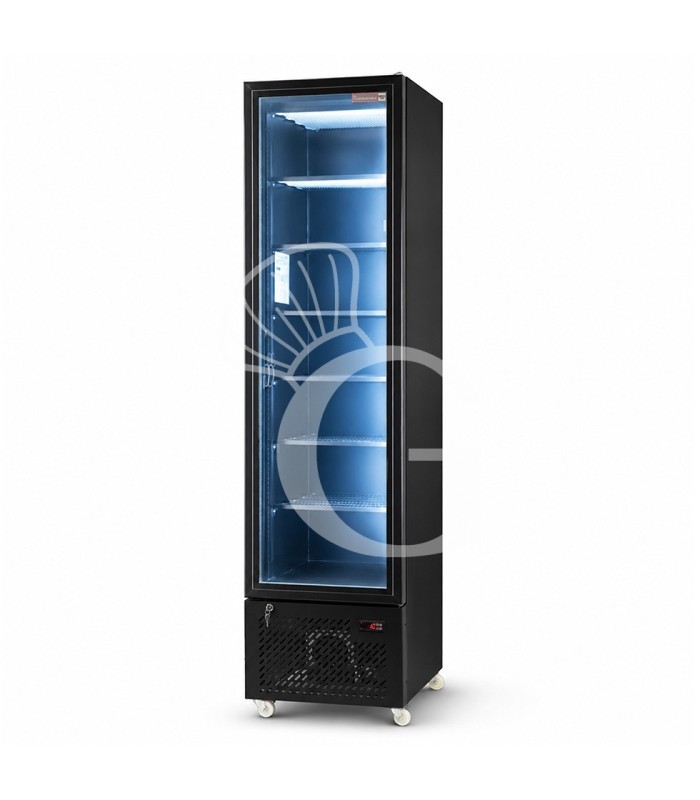 Armadio congelatore statico slim con porta vetro 208 LT, -18°C/-22°C, colore nero