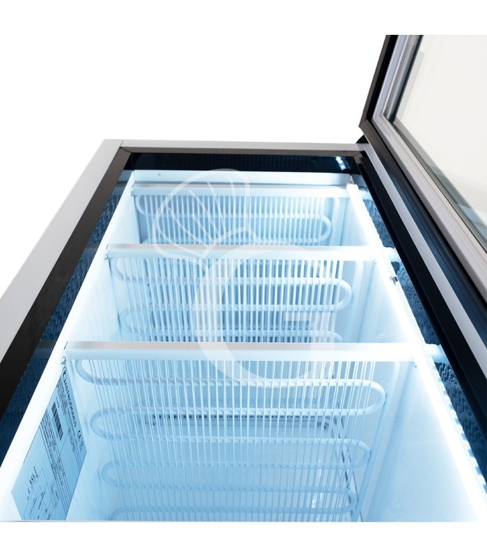 Armadio congelatore statico slim con porta vetro 208 LT, -18°C/-22°C, colore bianco