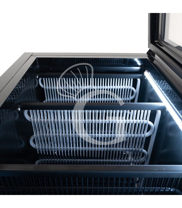 Armadio congelatore statico slim con porta vetro 208 LT, -18°C/-22°C, colore nero