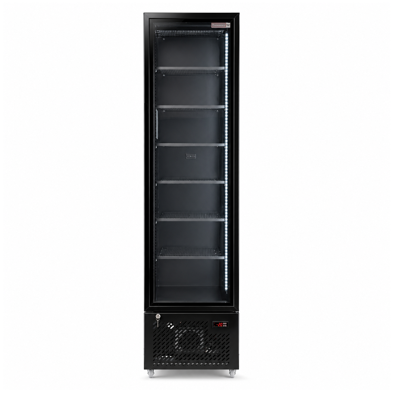 Armadio congelatore statico slim con porta vetro 208 LT, -18°C/-22°C, colore nero
