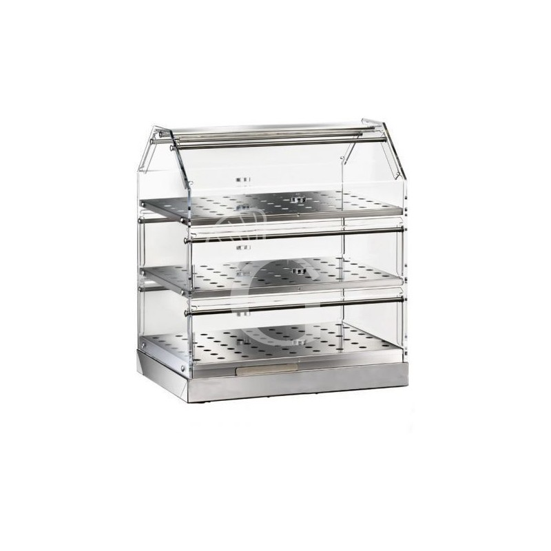 Vetrina bar neutra porta brioches in inox con 3 ripiani, lunghezza 850 mm Vetrina bar neutra porta brioches in inox con 3 ripiani, lunghezza 850 mm