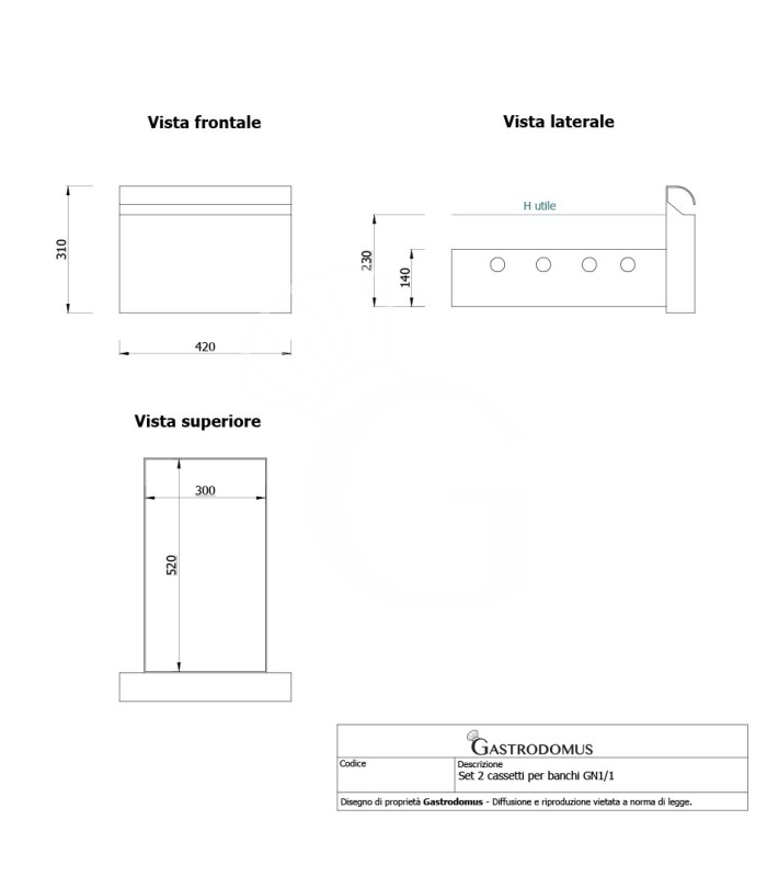 Tavolo refrigerato 2 cassetti a sinistra, 2 porte, lavello e rubinetto, P 700 mm, +2°C/+8°C