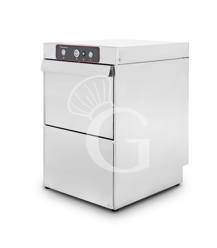 Lavabicchieri Professionale Ø400 mm H270 elettromeccanica a doppia parete, dosatore brillantante/detergente, pompa di scarico