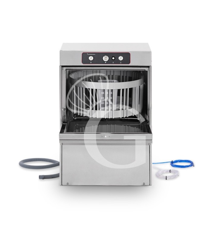 Lavabicchieri Professionale Ø400 mm H270 elettromeccanica a doppia parete, dosatore brillantante/detergente, pompa di scarico