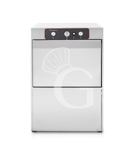 Lavabicchieri Professionale 40x40 H270 elettromeccanica a doppia parete, dosatore brillantante/detergente, pompa di scarico
