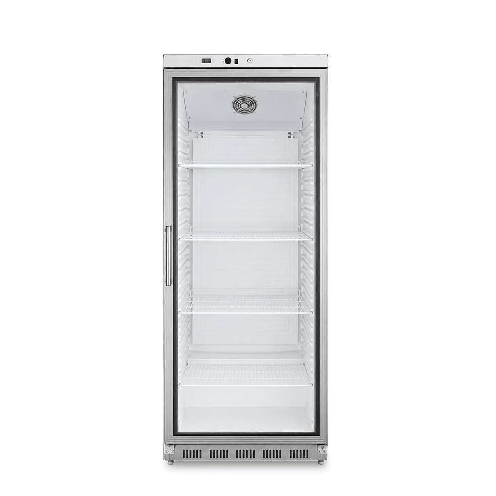 Armadio refrigerato statico in acciaio inox con porta vetro +2°C/+8°C - capacità 570 LT