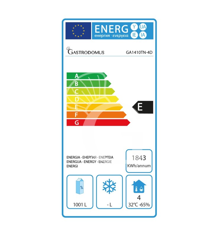 Armadio Refrigerato Ventilato con 2 porte e 4 Cassettoni -2°C/+8°C - 1333 LT classe energetica E