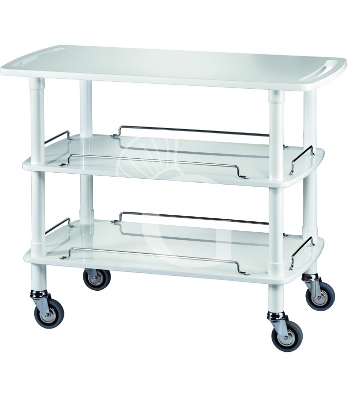 Carrello di servizio in legno con 3 ripiani color bianco L 1100 x P 550 x H 890 mm