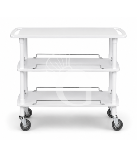 Carrello di servizio in legno con 3 ripiani color bianco L 1100 x P 550 x H 890 mm