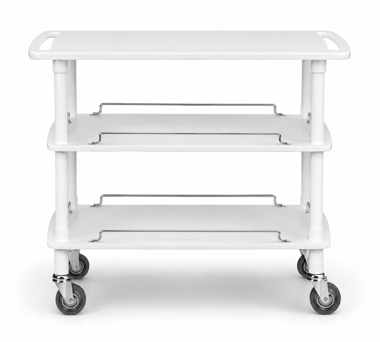 Carrello di servizio in legno con 3 ripiani color bianco L 1100 x P 550 x H 890 mm