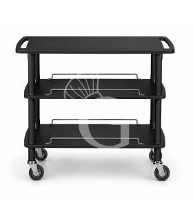 Carrello di servizio in legno con 3 ripiani color nero L 1100 x P 550 x H 890 mm