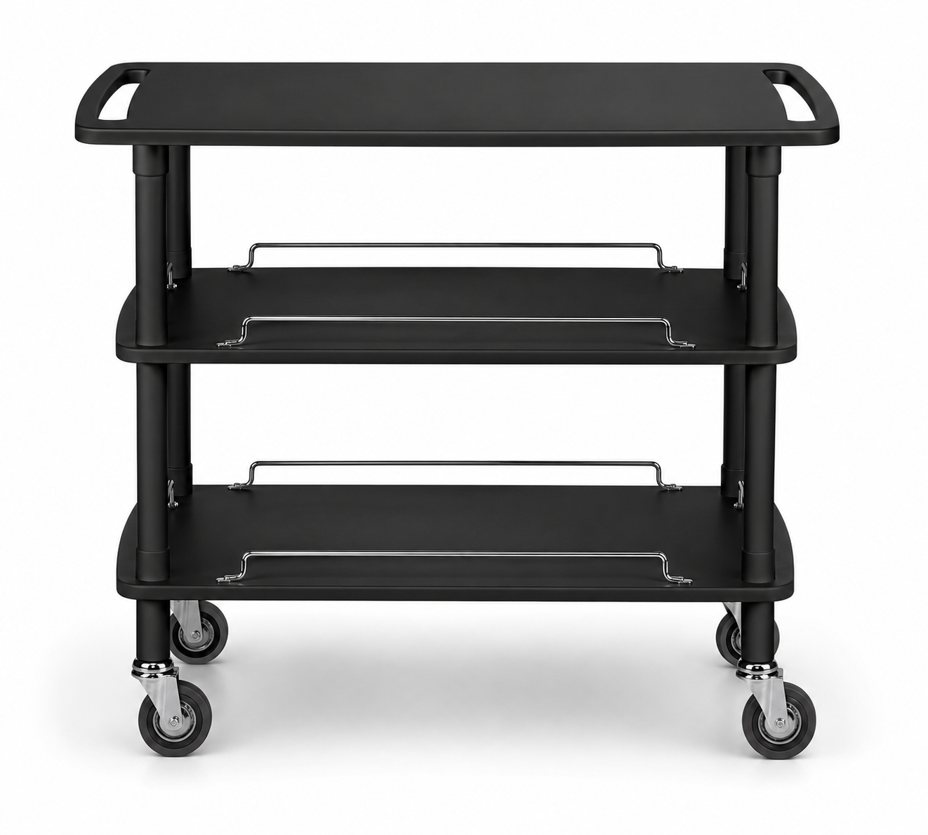 Carrello di servizio in legno con 3 ripiani color nero L 1100 x P 550 x H 890 mm