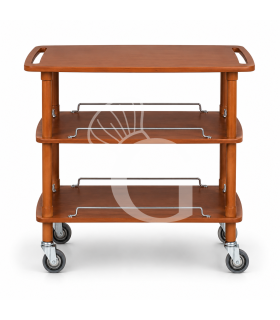 Carrello di servizio in legno con 3 ripiani color noce L 1100 x P 550 x H 890 mm