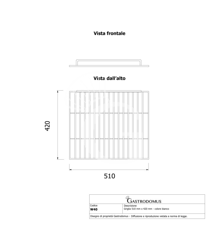 Griglia 510 mm x 420 mm - colore bianco