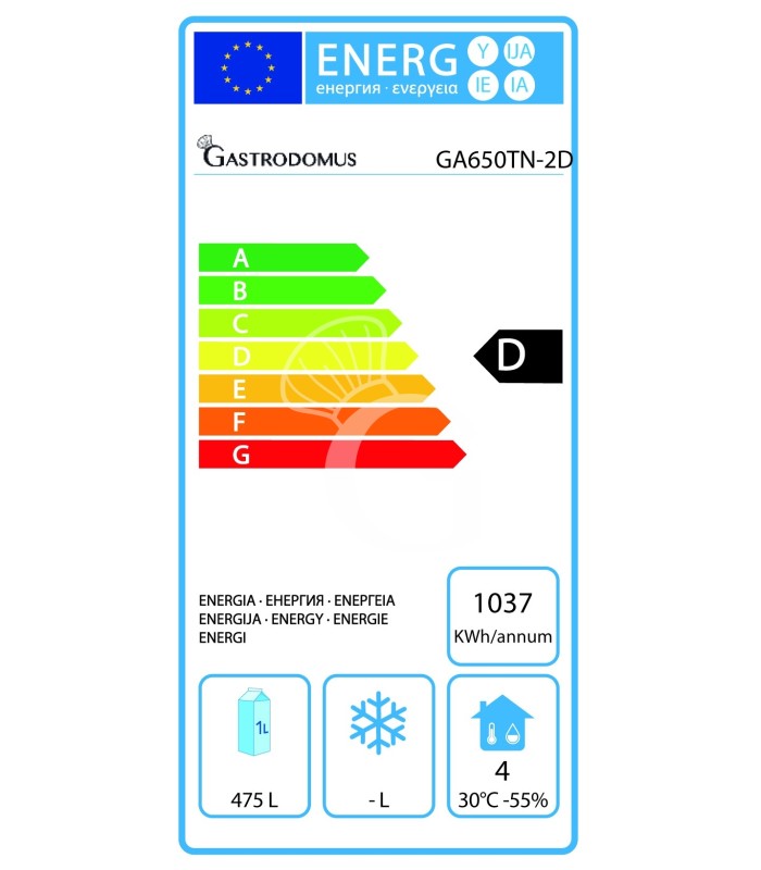 Armadio Refrigerato Ventilato con porta e 2 Cassettoni -2°C/+8°C - 650 LT classe energetica D
