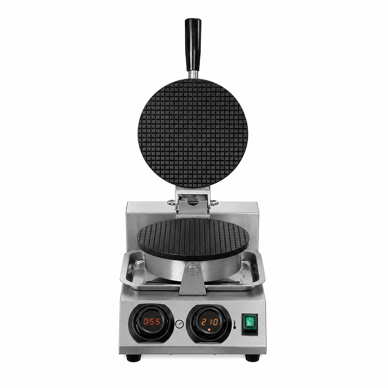 Macchina per cialde gelato o coni gelato con piastra di cottura in alluminio rivestito, 1kw, L 255 x P 460 x H 250 mm