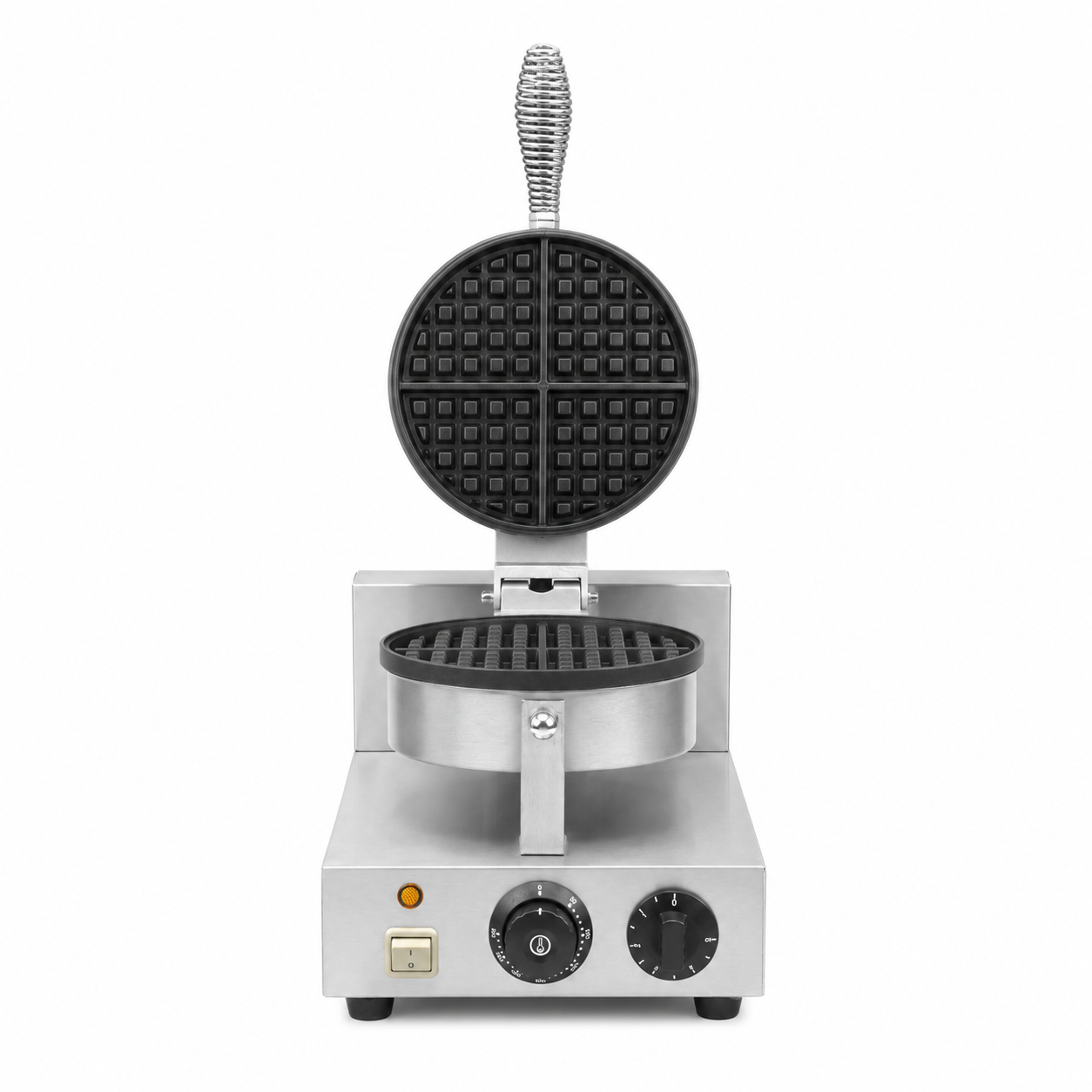 Macchina Waffle 1 KW struttura in acciaio inox piastra di cottura teflonata L 255 mm x P 435 mm x H 255/570 mm