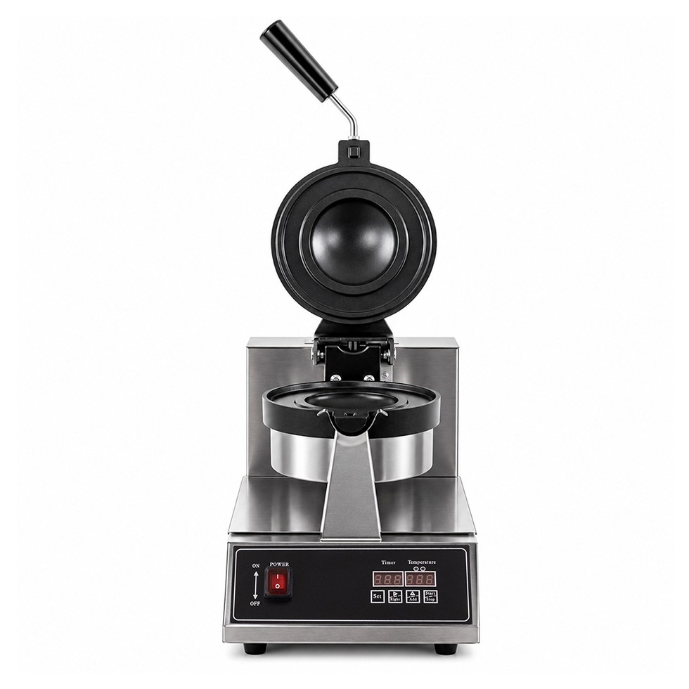 Piastra per panino salato o gelato, teflonata tonda, girevole – potenza1100w