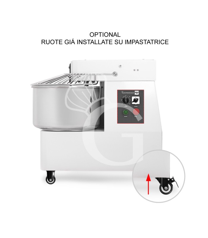 Ruote già montate su Impastatrice – Prodotto Pronto all’Uso (4 Ruote, 2 con Freno)