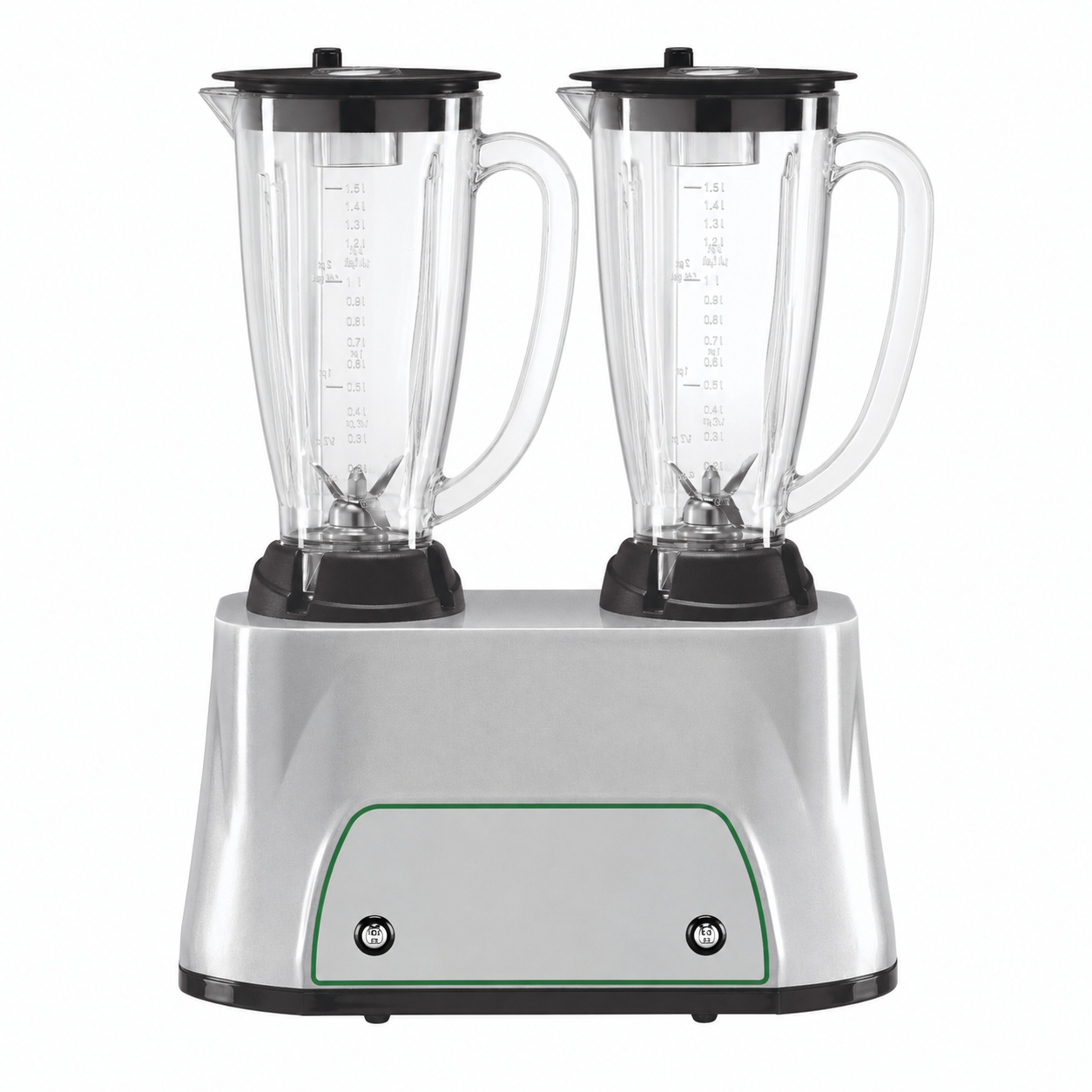 Frullatore 2 bicchieri in lexan 1,5 LT + 1,5 LT, 16.000 rpm, 0,35 KW + 0,35 KW L 380 mm x P 210 mm x H 490 mm