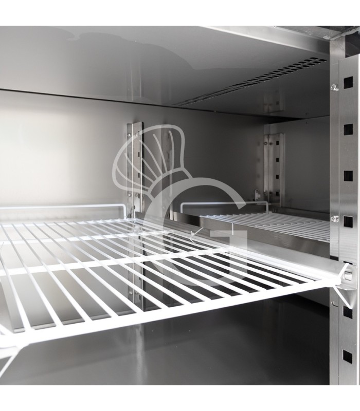 Banco pizza refrigerato piano in granito 3 porte 7 cassetti e vetrina 12 bacinelle GN1/3