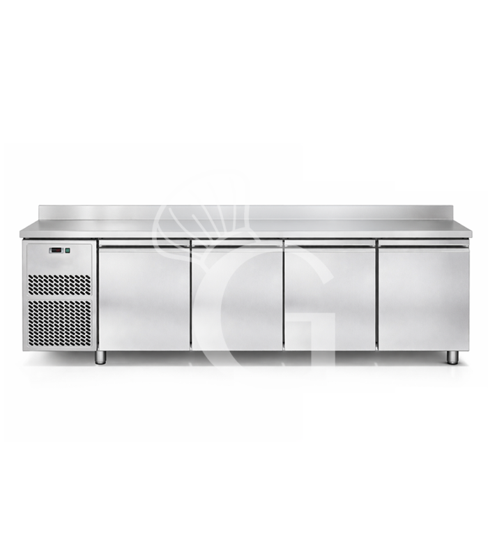 Tavolo Refrigerato 4 porte alzatina Prof. 700 mm 0°C/+10°C motore a sinistra classe energetica A