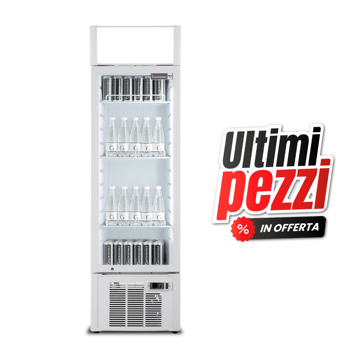Frigo Bibite Ventilato 1 porta battente con Canopy 249 LT 2°C/+8°C colore bianco