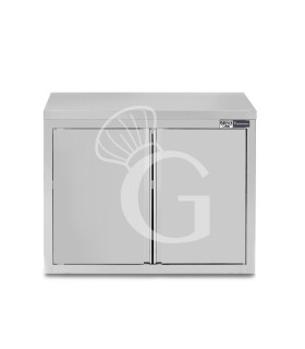 Pensile inox con 1 porta battente, 2 ripiani, L 700 x P 400 x H 800 mm