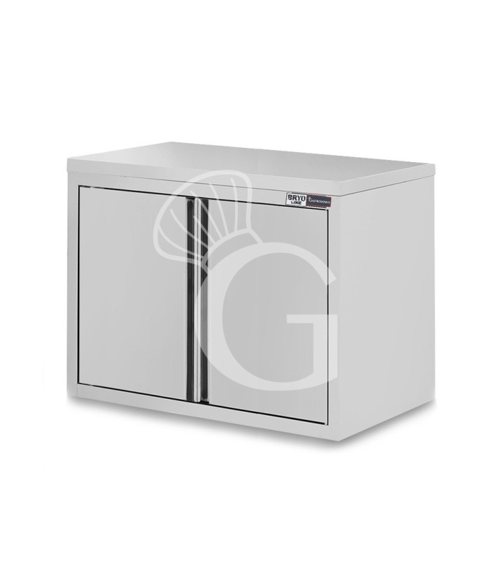 Pensile inox con 2 porte battenti, 2 ripiani, L 700 x P 400 x H 800 mm