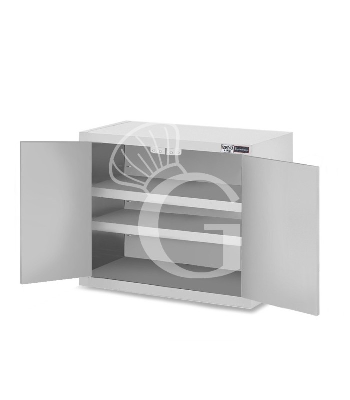 Pensile inox con 2 porte battenti, 2 ripiani, L 700 x P 400 x H 800 mm