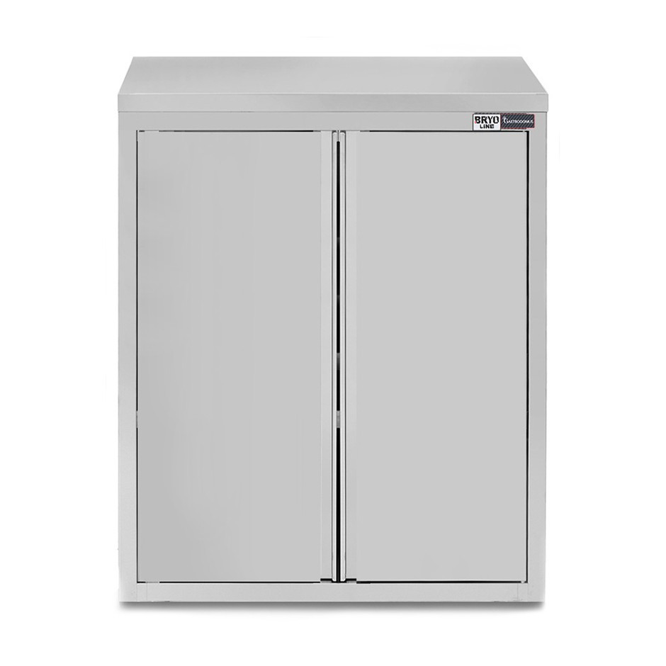 Pensile inox con 1 porta battente, 2 ripiani, L 700 x P 400 x H 1000 mm