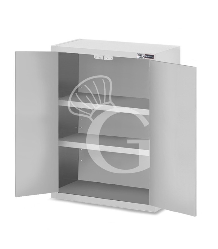 Pensile inox con 2 porte battenti, 2 ripiani, L 700 x P 400 x H 1000 mm