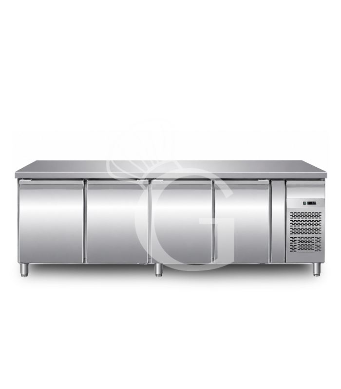 Tavolo refrigerato 4 porte, cassetto sopra al motore, profondità 700 mm e temperatura -2°C/+8°C - Classe energetica C