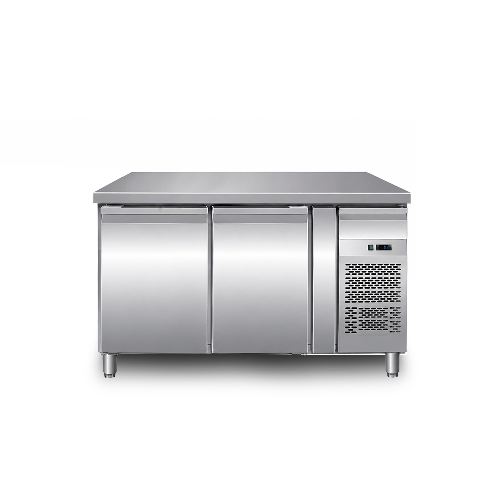 Tavolo refrigerato 2 porte, cassetto sopra al motore, profondità 700 mm e temperatura -2°C/+8°C - Classe energetica B
