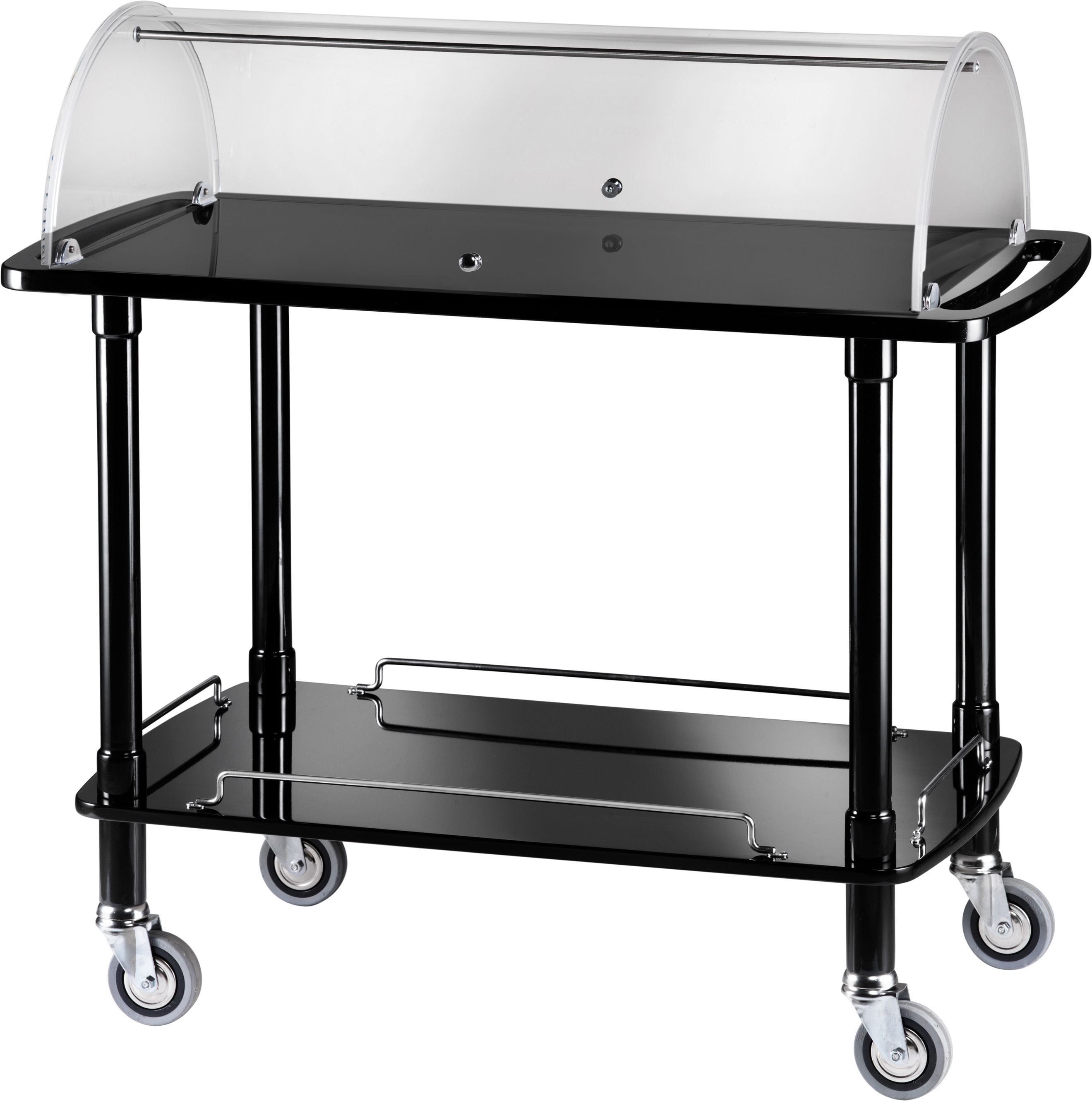 Carrello di servizio in legno con cupola e 2 ripiani L 1100 mm x P 550 mm x H 1070 mm