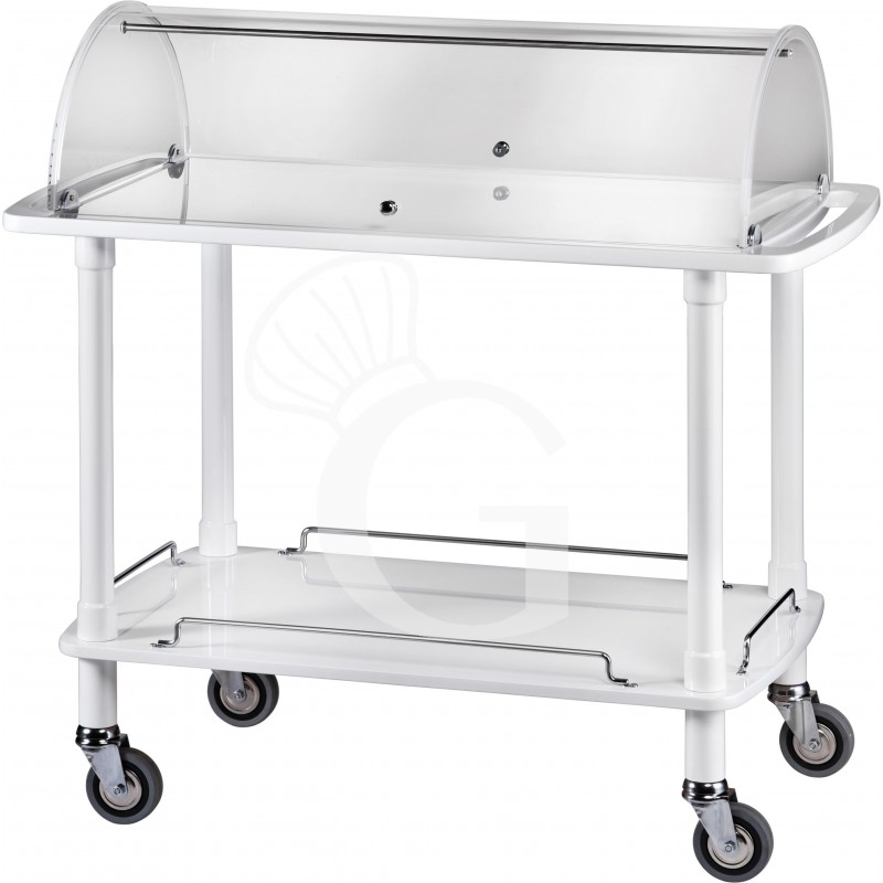 Carrello di servizio in legno con cupola e 2 ripiani L 1100 mm x P 550 mm x H 1070 mm