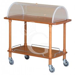 Carrello di servizio in legno con cupola e 2 ripiani L 1100 mm x P 550 mm x H 1070 mm