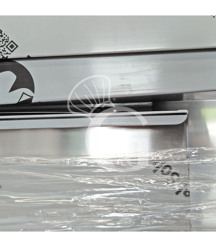 Tavolo a giorno in acciaio inox,3 cassetti a sinistra, alzatina, L 1600 mm x P600 mm x H 950 mm - SECONDA SCELTA