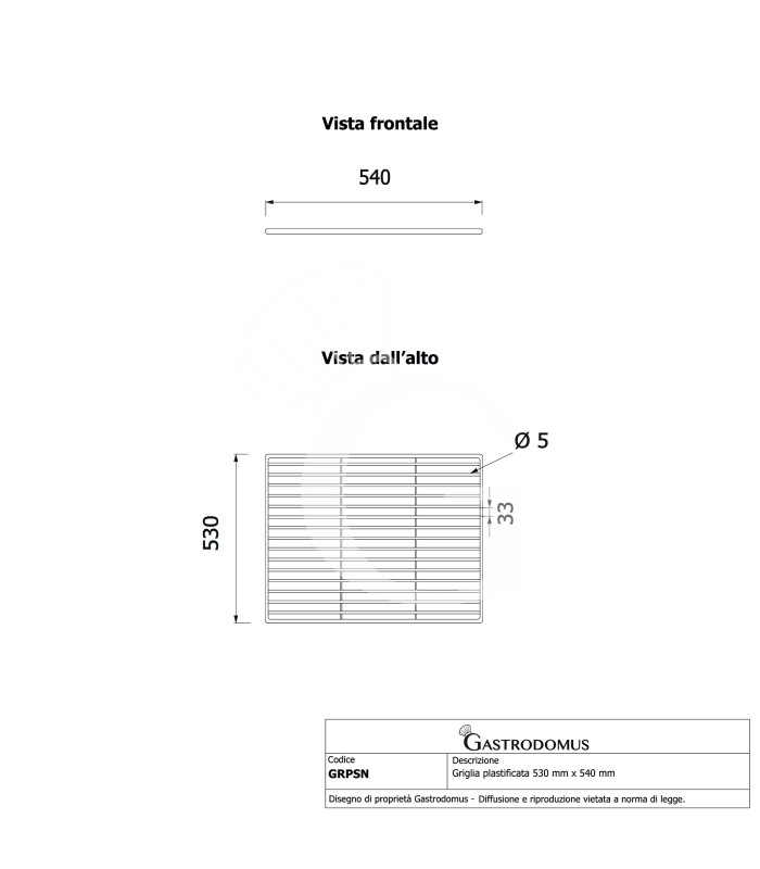 Griglia plastificata 530 mm x 540 mm
